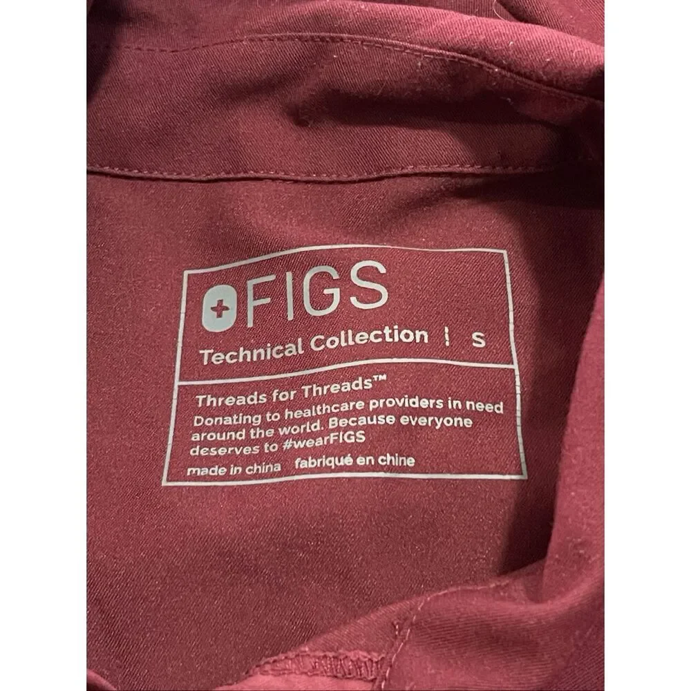 FIGS Technical Collection Mens Red Zip Pocket Techwear Polo Scrub Top Size Small - Picture 3 of 8